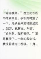 我检查出胃癌，儿子将我的救命钱换了他的电子布洛芬